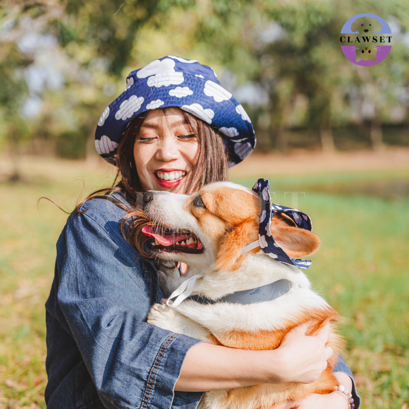 Clawset - Human Hat - Bucket Hat (Topi) Unisex Sky & Cloud - Navy Blue (Biru Navy)