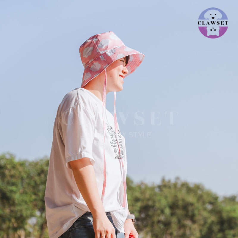 Clawset - Human Hat - Bucket Hat (Topi) Unisex Sky & Cloud - Pink