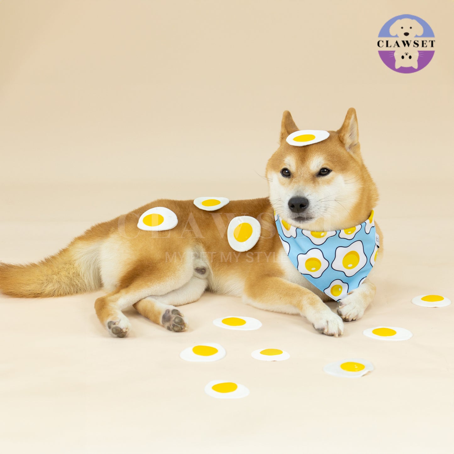 Clawset - Pet Scarf (Syal) - Im So Hungry - Fried Egg Light Blue (Biru Langit)