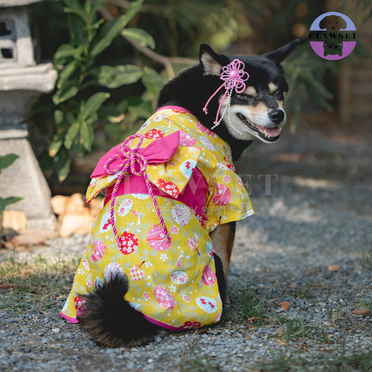 Clawset - Pet Fashion - Kimono Inusama Collection - Natsu Yellow (Kuning)