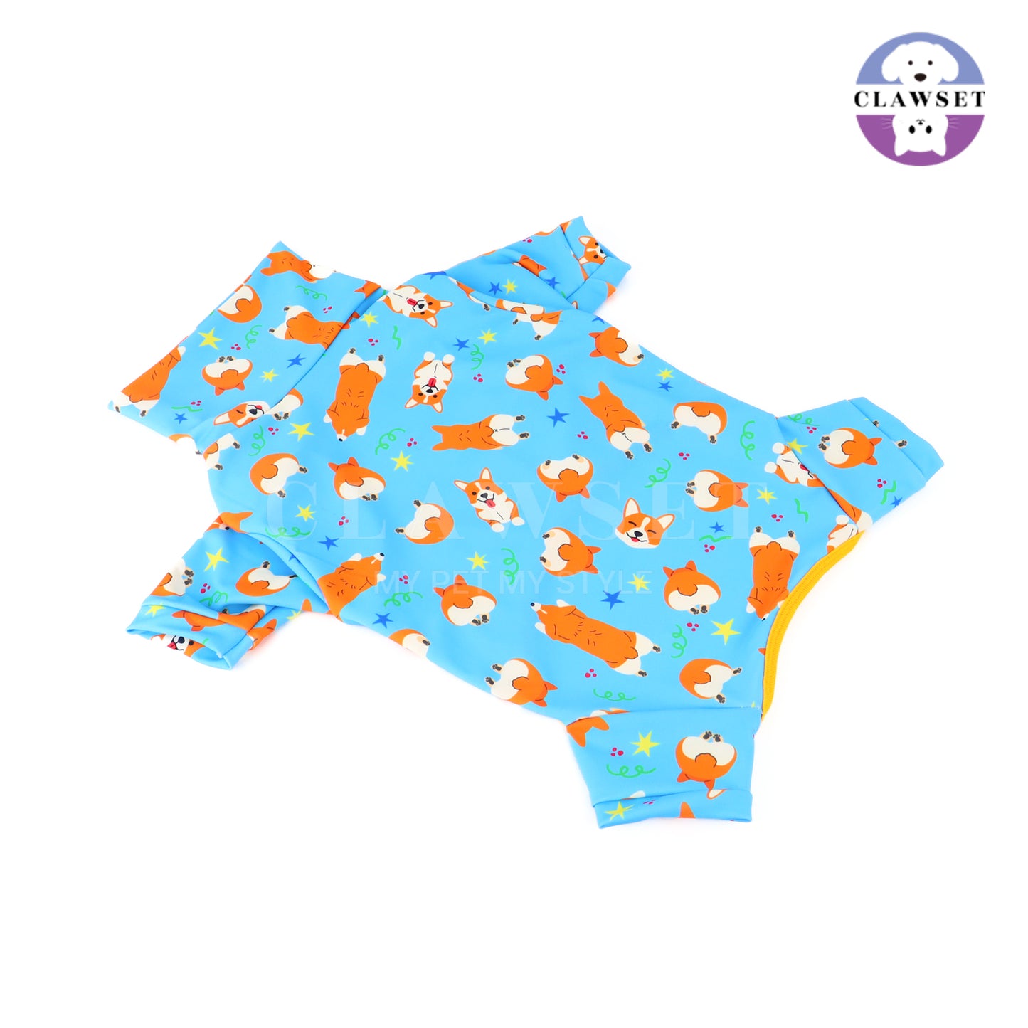 Clawset - Pet Fashion - Corgi Collection - Protection Suit - Blue Star (Biru)