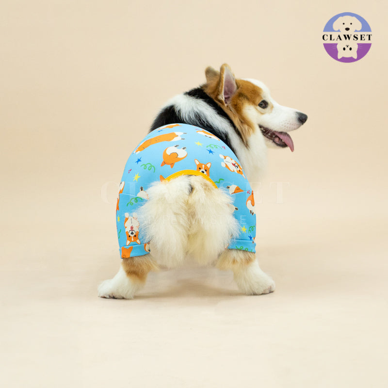 Clawset - Pet Fashion - Corgi Collection - Protection Suit - Blue Star (Biru)