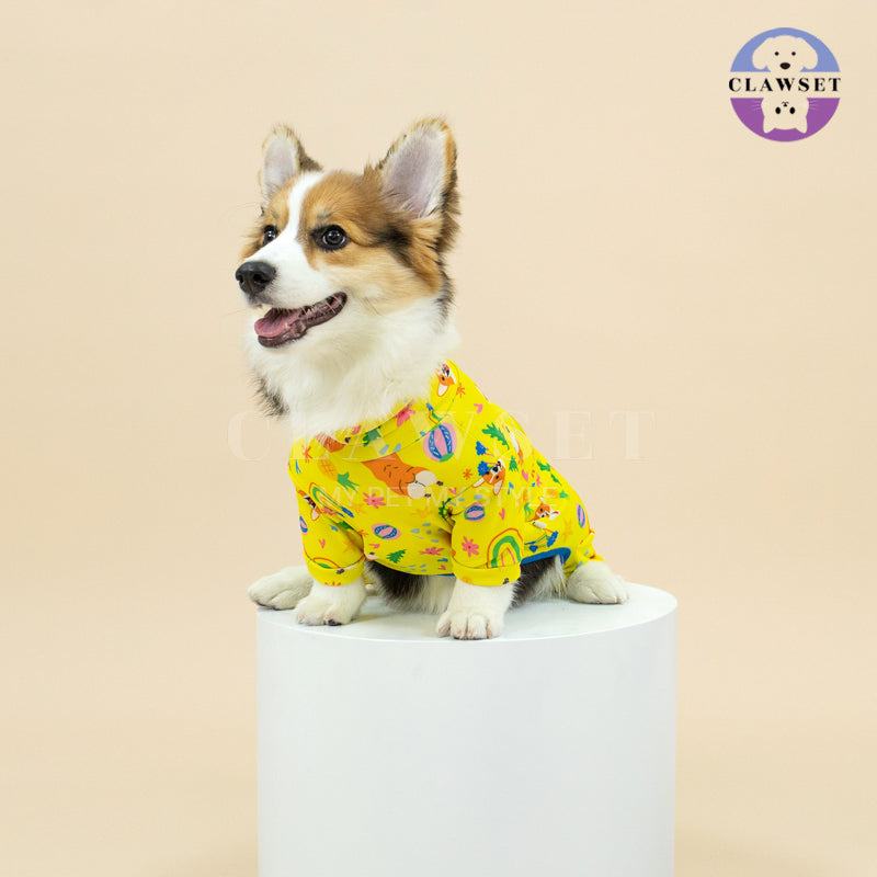 Clawset - Pet Fashion - Corgi Collection - Protection Suit - Yellow Rainbow (Kuning)