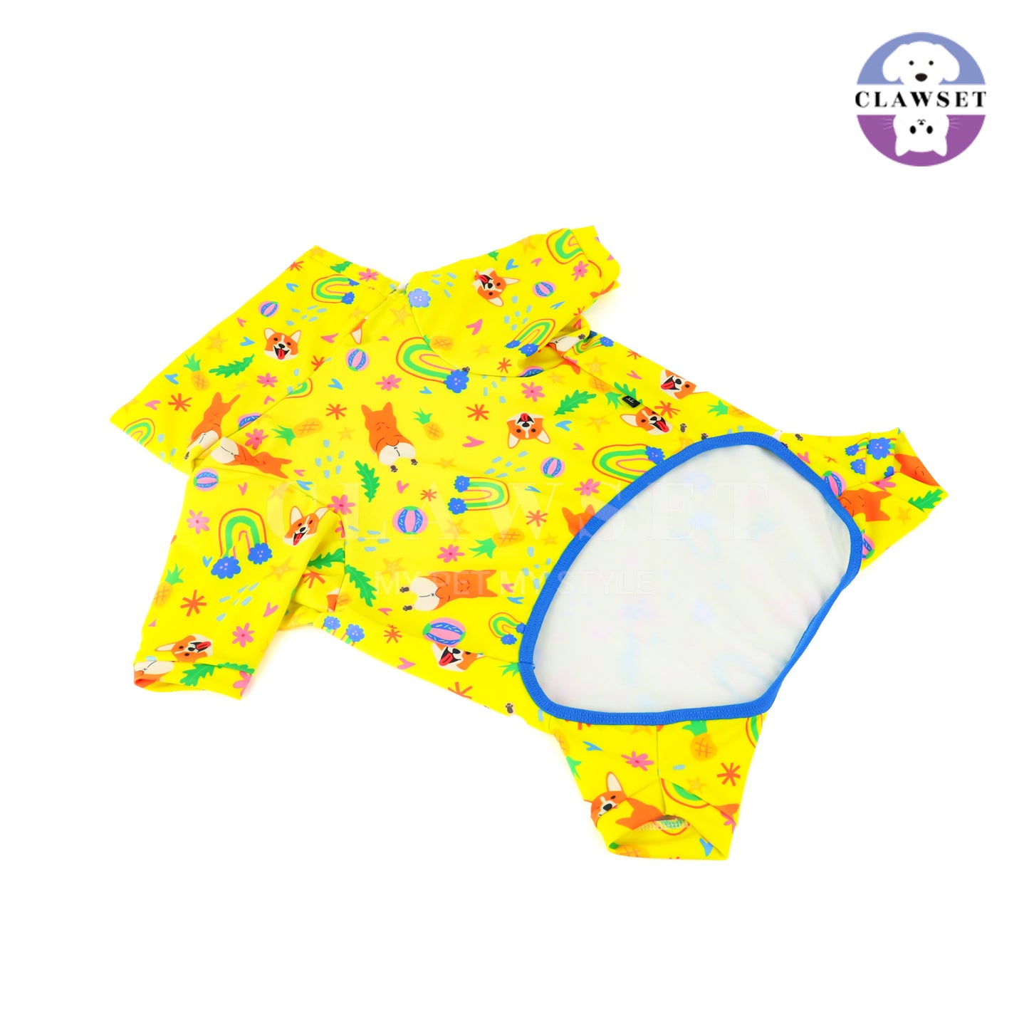 Clawset - Pet Fashion - Corgi Collection - Protection Suit - Yellow Rainbow (Kuning)