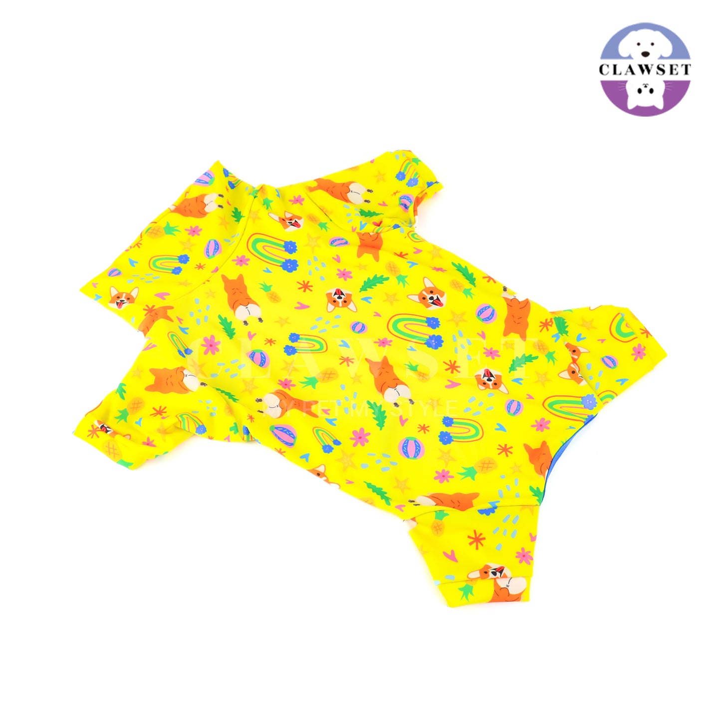 Clawset - Pet Fashion - Corgi Collection - Protection Suit - Yellow Rainbow (Kuning)
