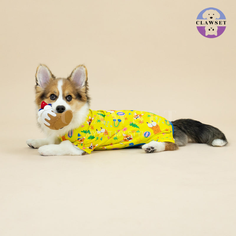 Clawset - Pet Fashion - Corgi Collection - Protection Suit - Yellow Rainbow (Kuning)