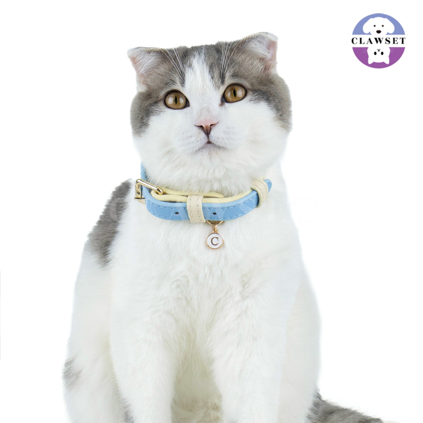 Clawset - Pet Accessories - Set 3 in 1 Collar , Leash and Bag - Blue (Biru)