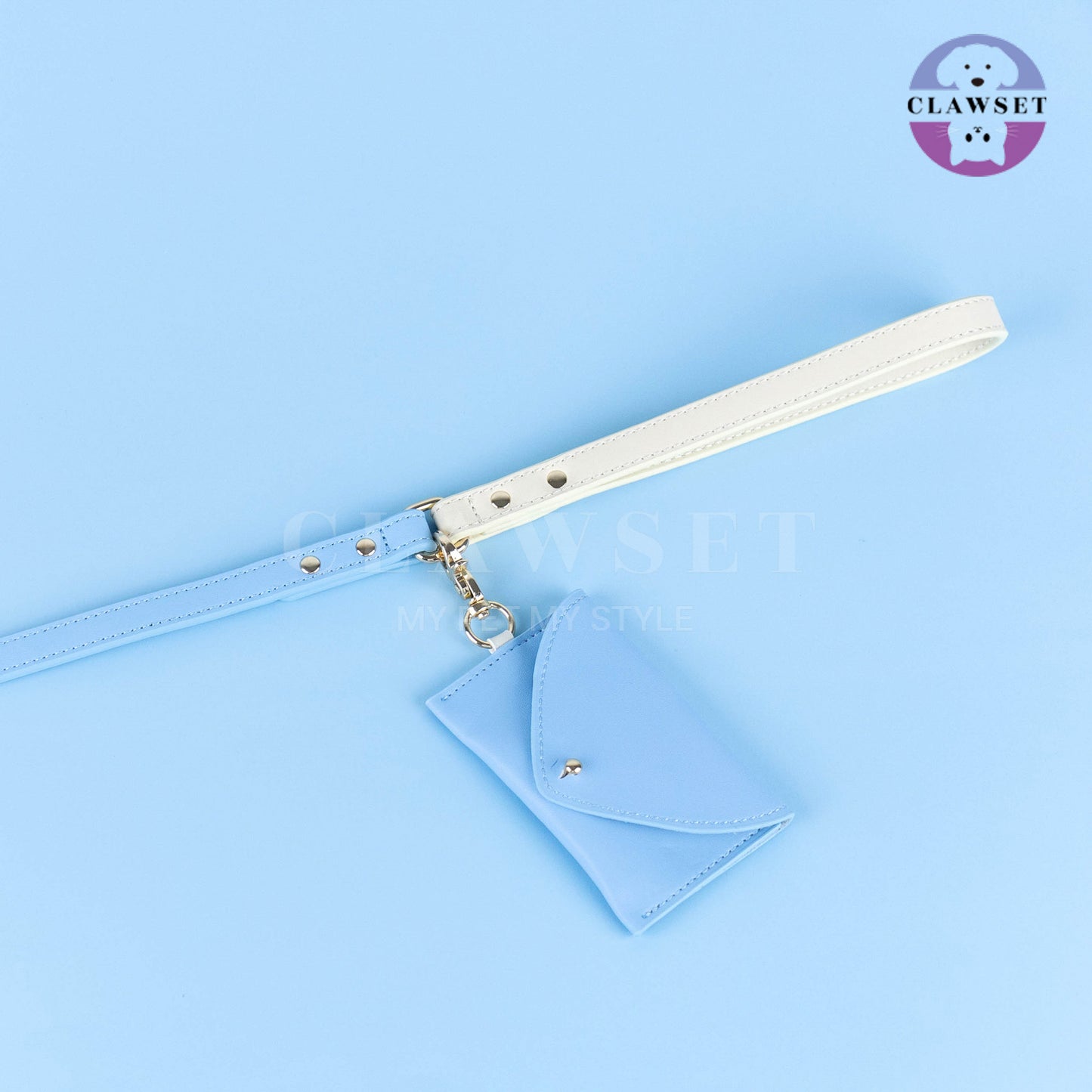 Clawset - Pet Accessories - Set 3 in 1 Collar , Leash and Bag - Blue (Biru)