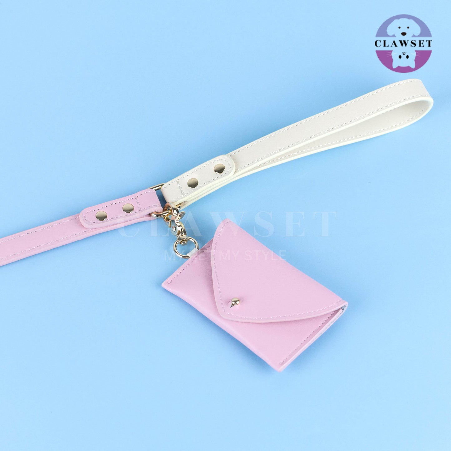 Clawset - Pet Accessories - Set 3 in 1 Collar, Leash, and Bag - Pink