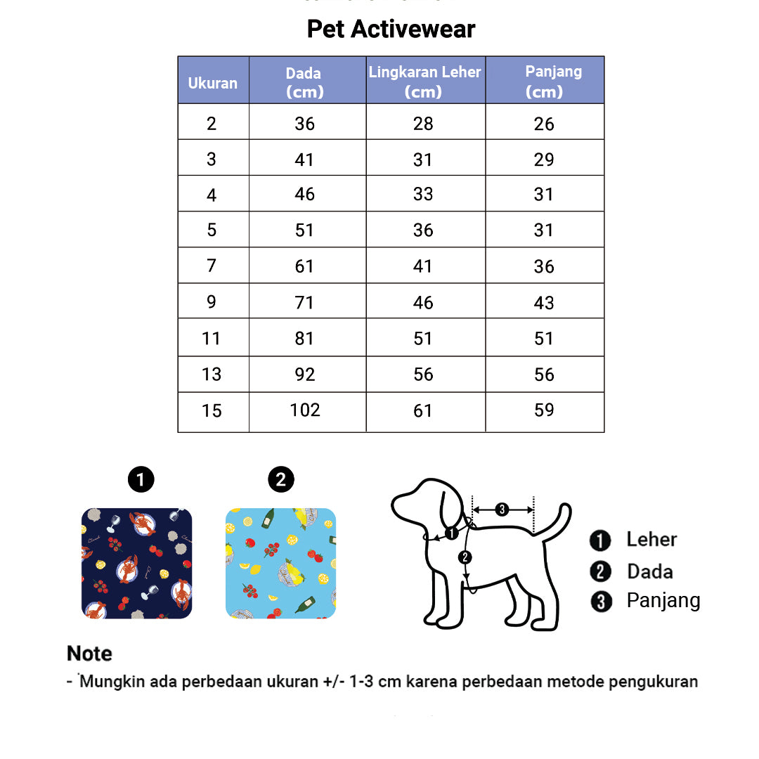 Clawset - Pet Activewear - Italian Summer - Lemon Blue