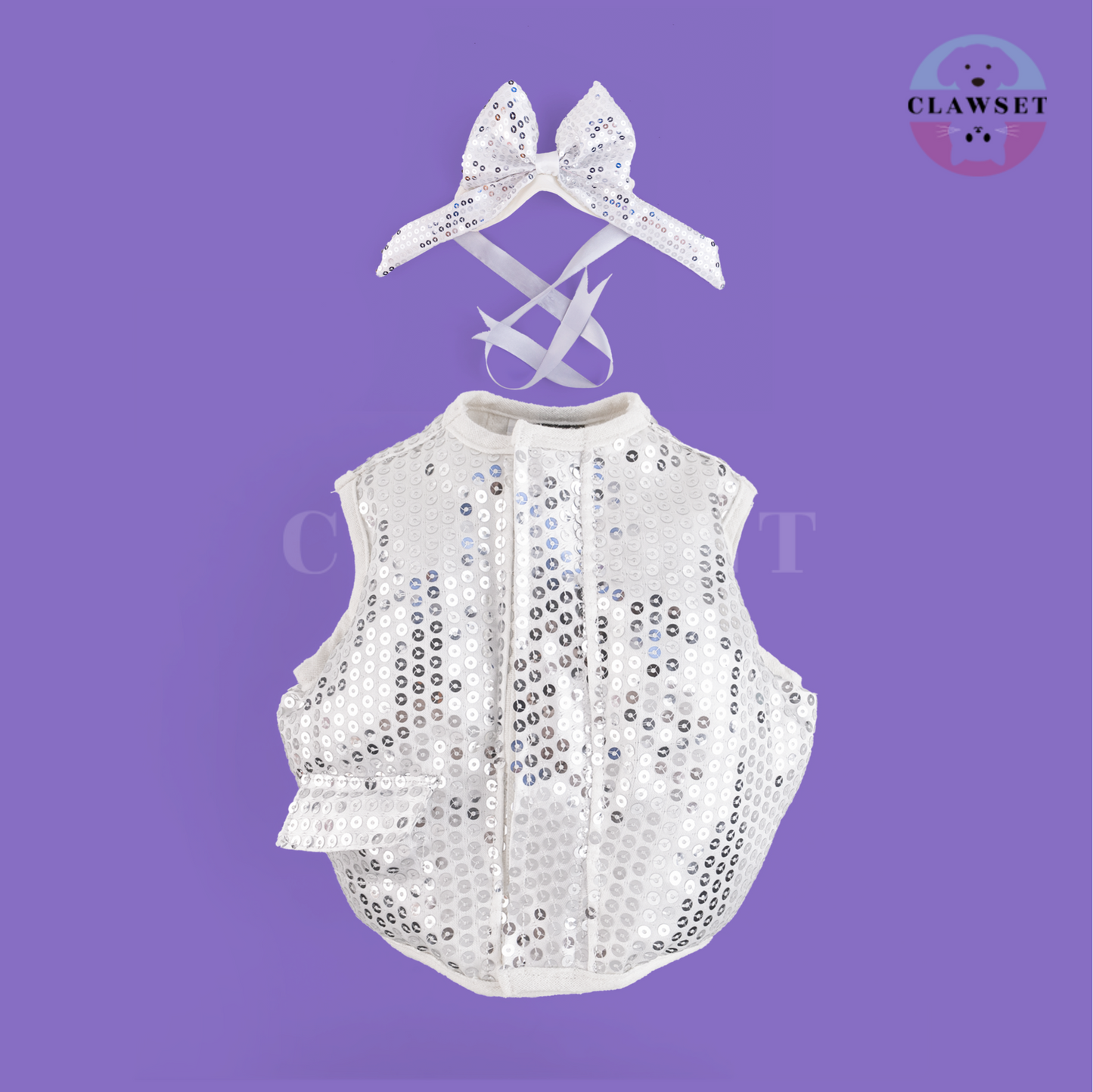 Clawset - Pet Costume - After Party - Disco Ball Silver
