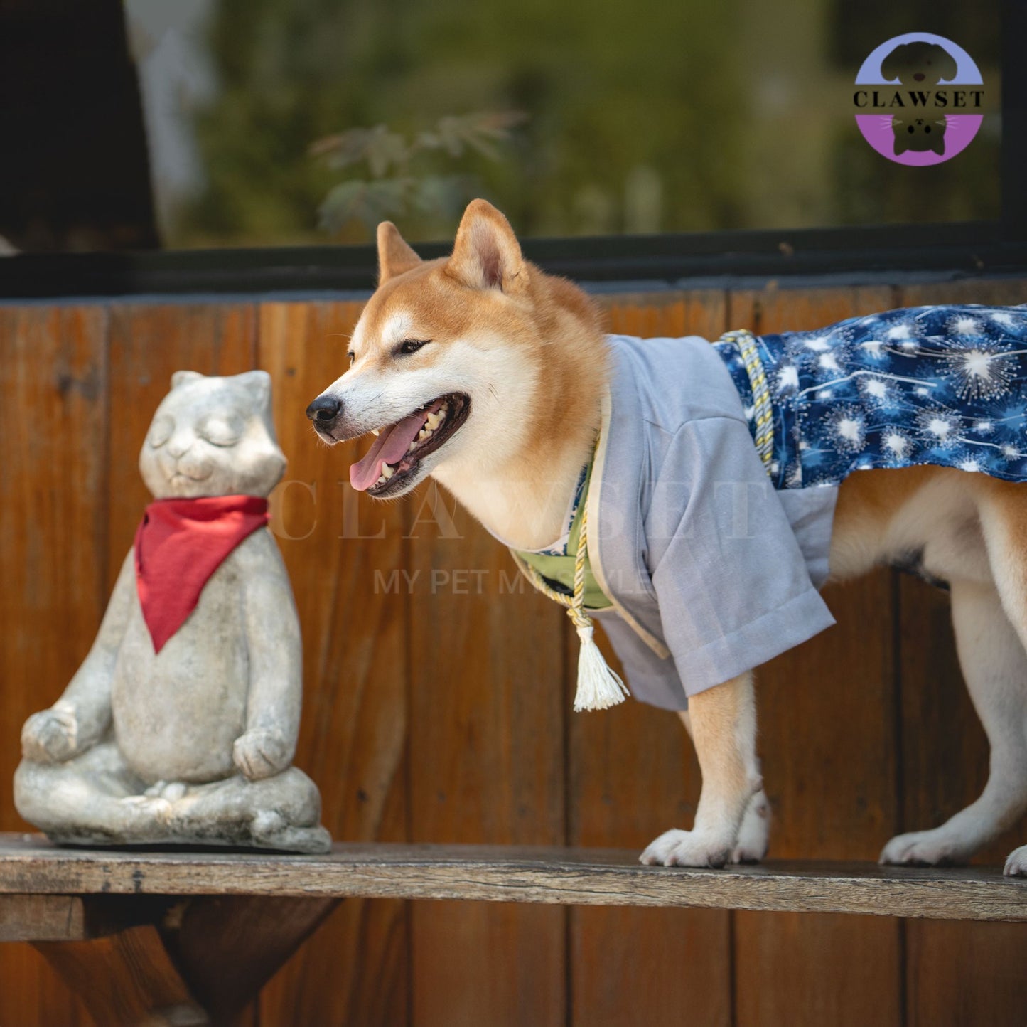 Clawset - Pet Fashion - Yukata - Inusama Collection - Tampopo - Grey