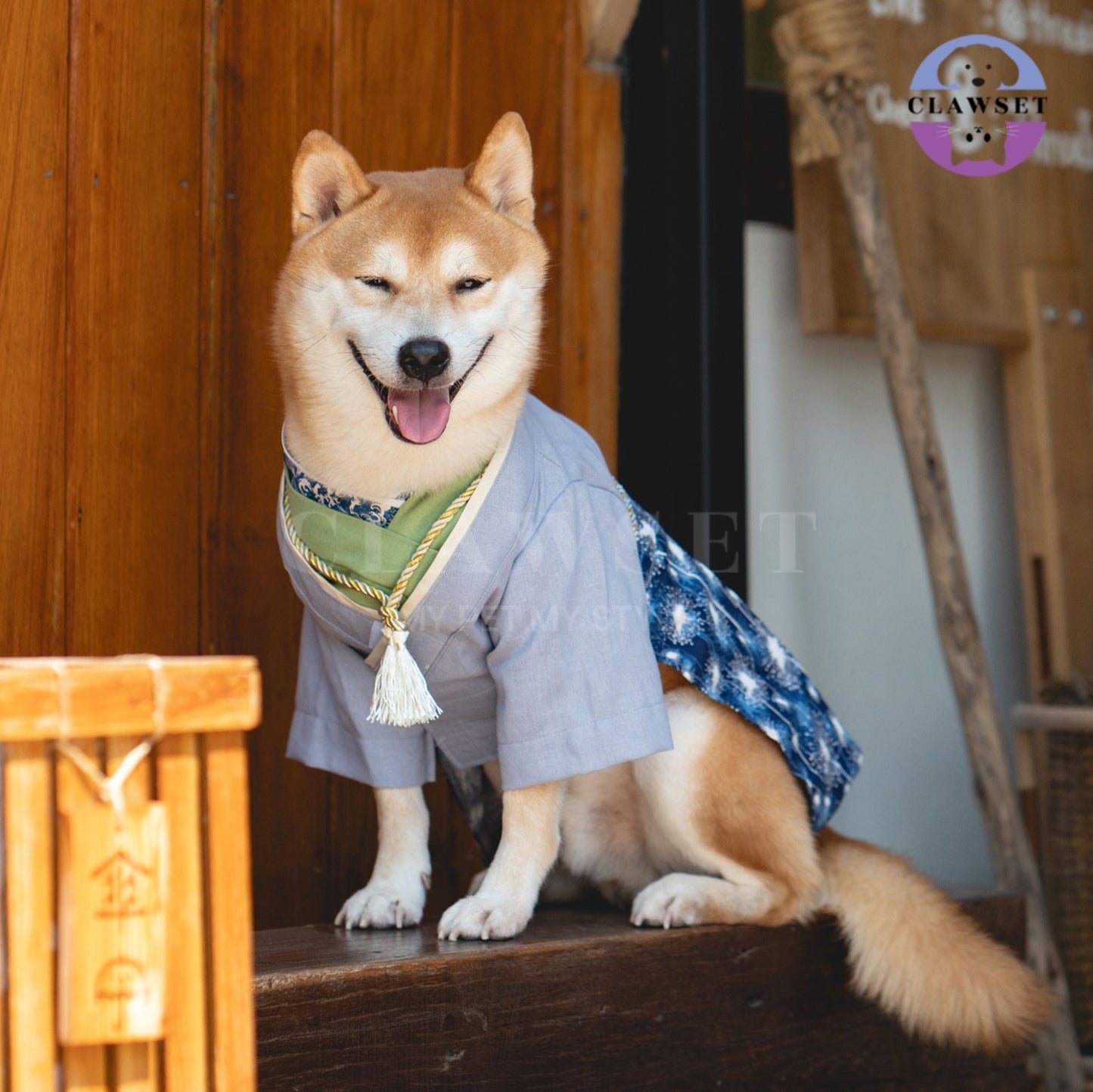 Clawset - Pet Fashion - Yukata - Inusama Collection - Tampopo - Grey