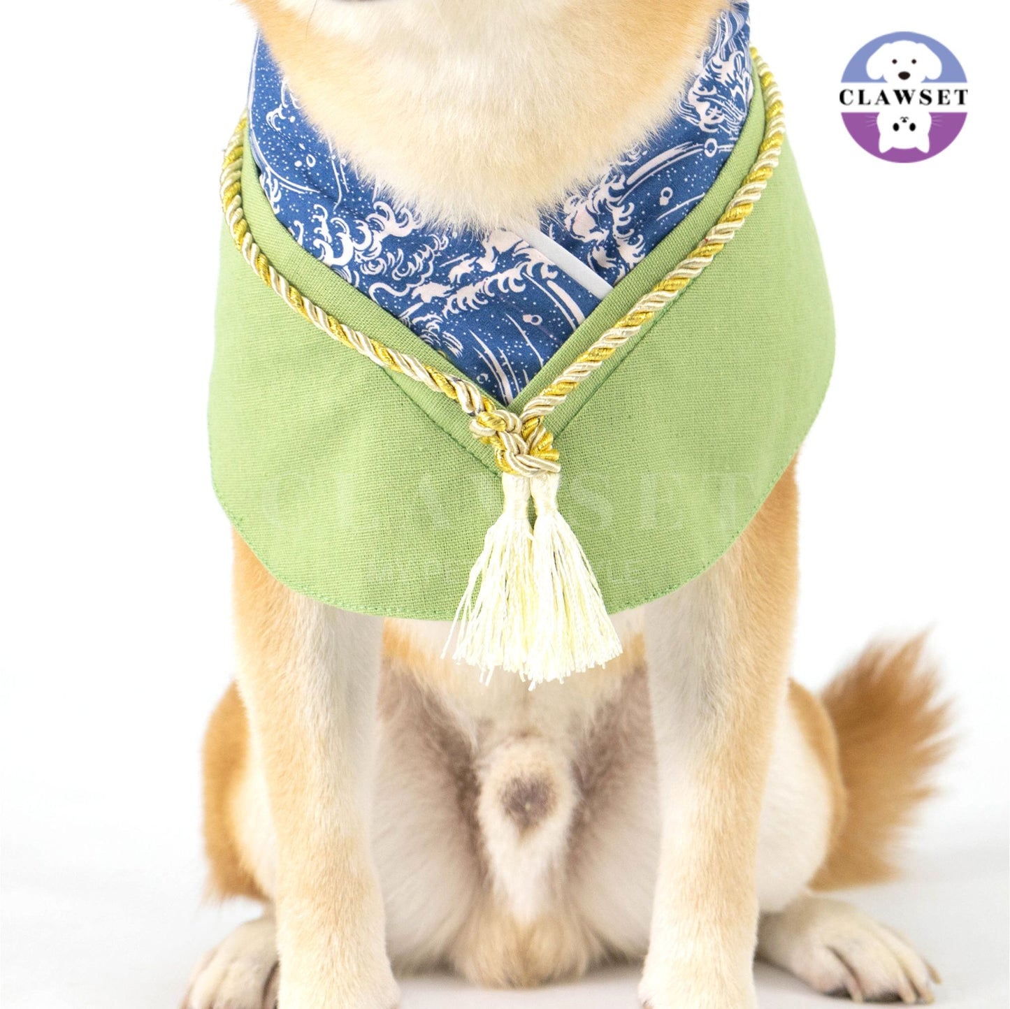 Clawset - Pet Fashion - Yukata Collar - Inusama Collection - Wasabi Green