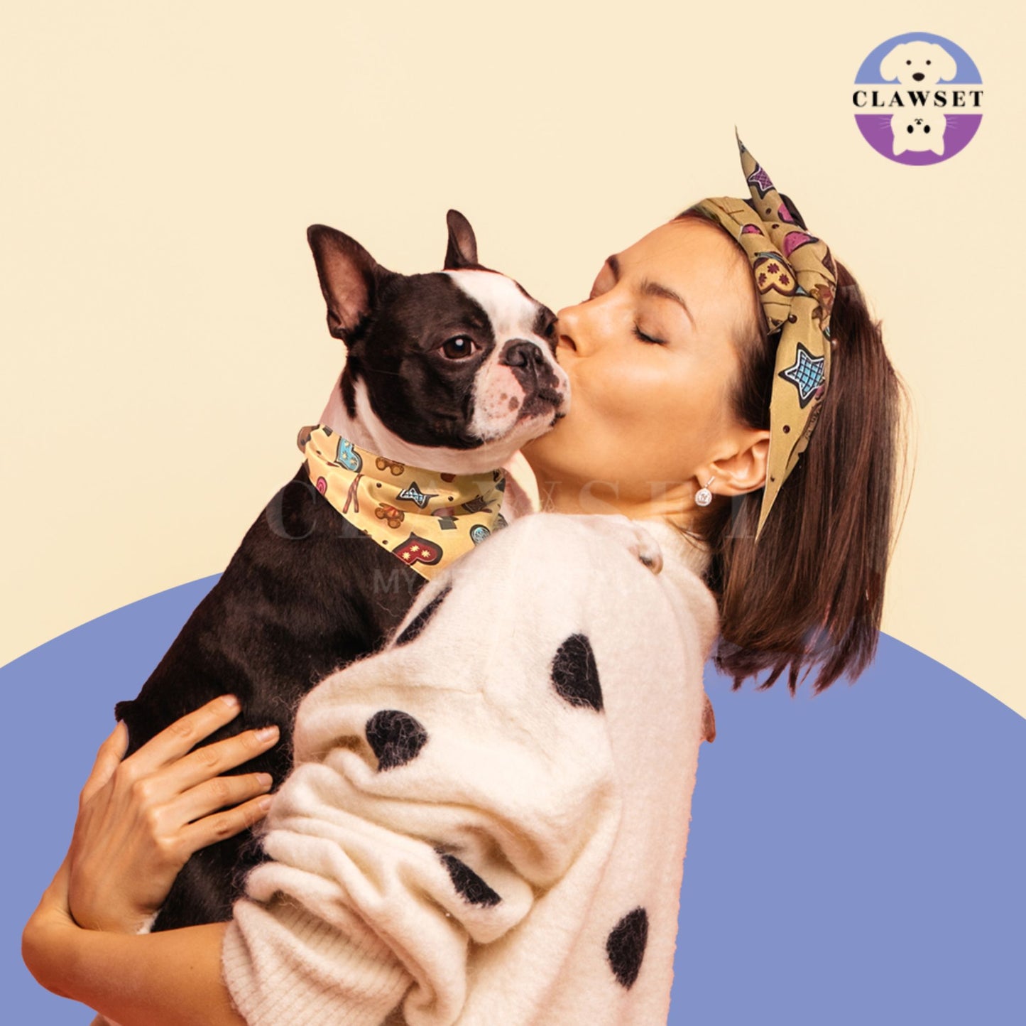 Clawset - Pet Scarf - I'm so Hungry -  Sweet treats - Beige