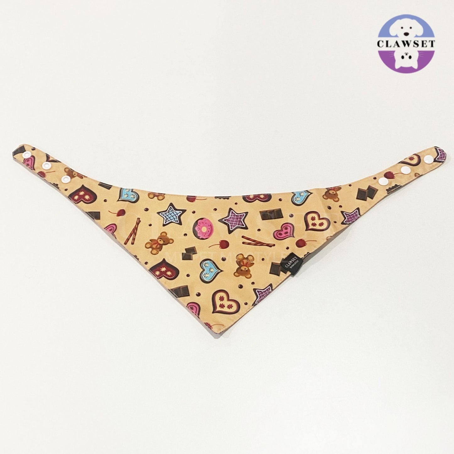 Clawset - Pet Scarf - I'm so Hungry -  Sweet treats - Beige