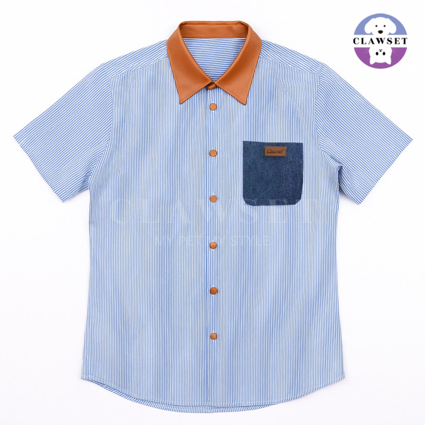 Clawset - Human Shirt - Denim Shirt - Stripe, Blue