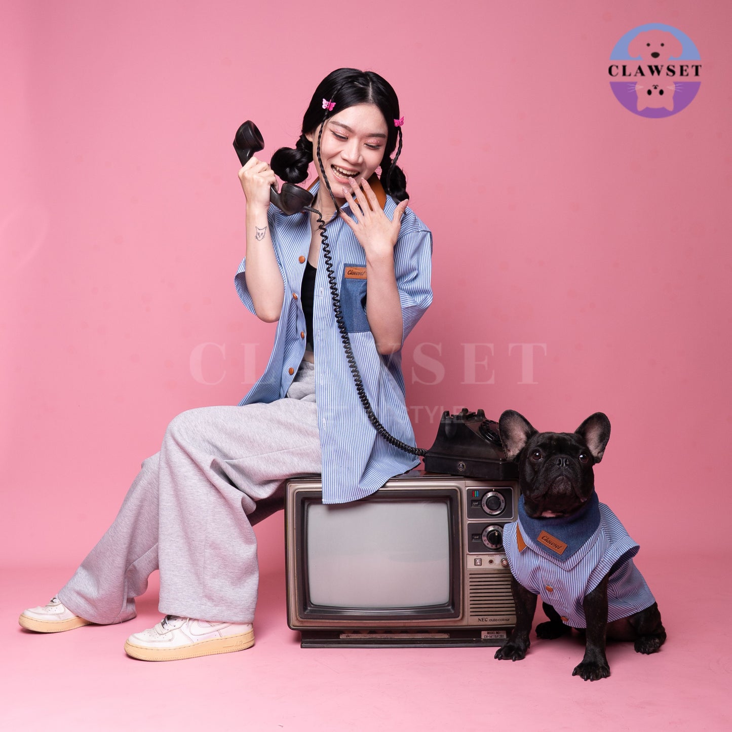 Clawset - Human Shirt - Denim Shirt - Stripe, Blue