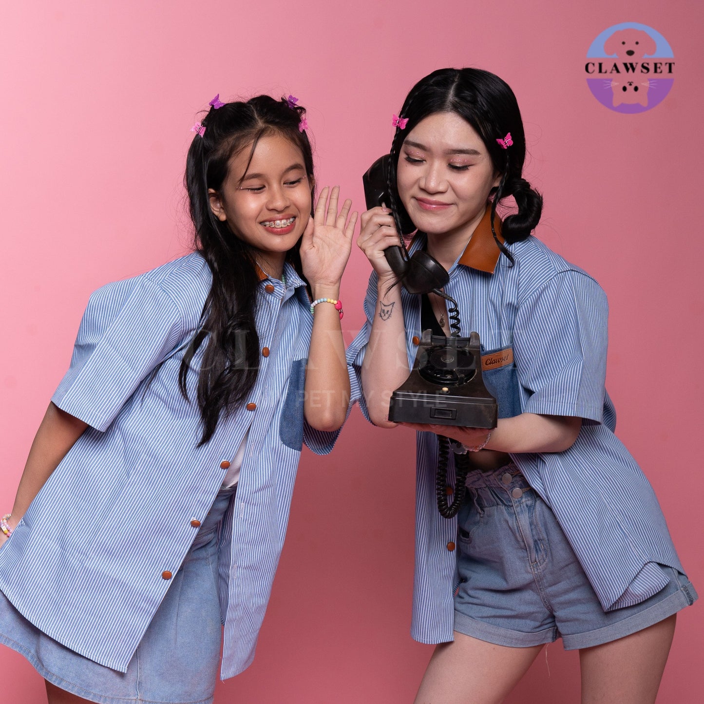 Clawset - Human Shirt - Denim Shirt - Stripe, Blue