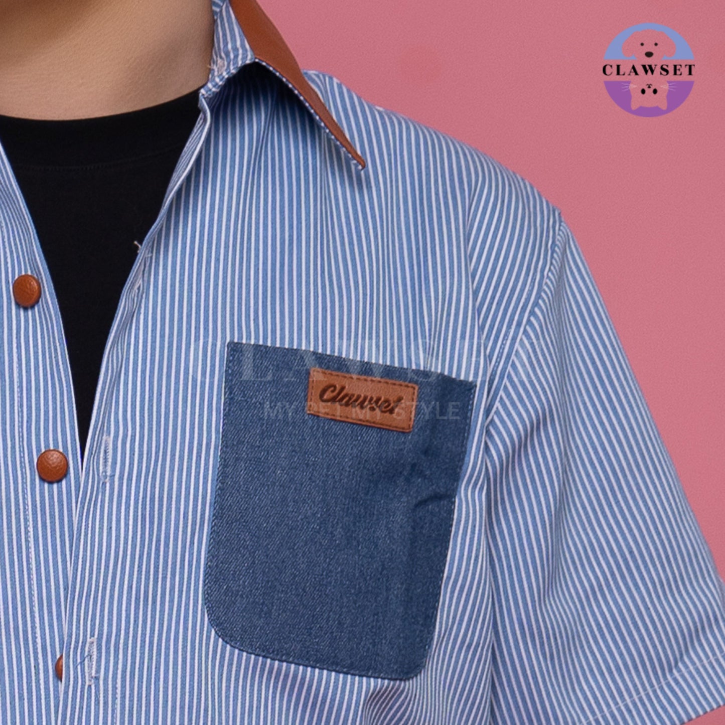 Clawset - Human Shirt - Denim Shirt - Stripe, Blue