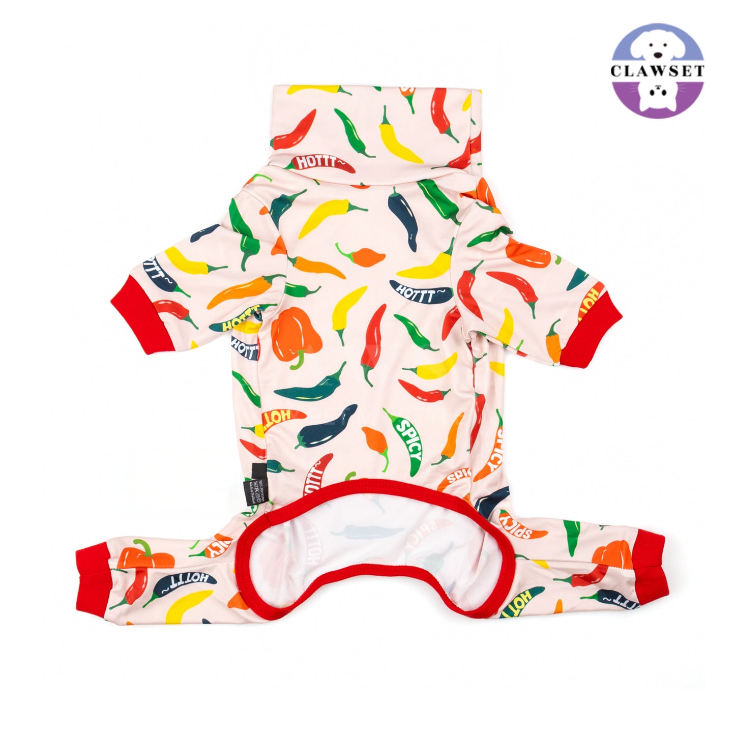 Clawset - Pet Fashion - Pajamas (Baju Piyama Anjing & Kucing) - Veggies Collection – Spicy Chili (Merah Muda)