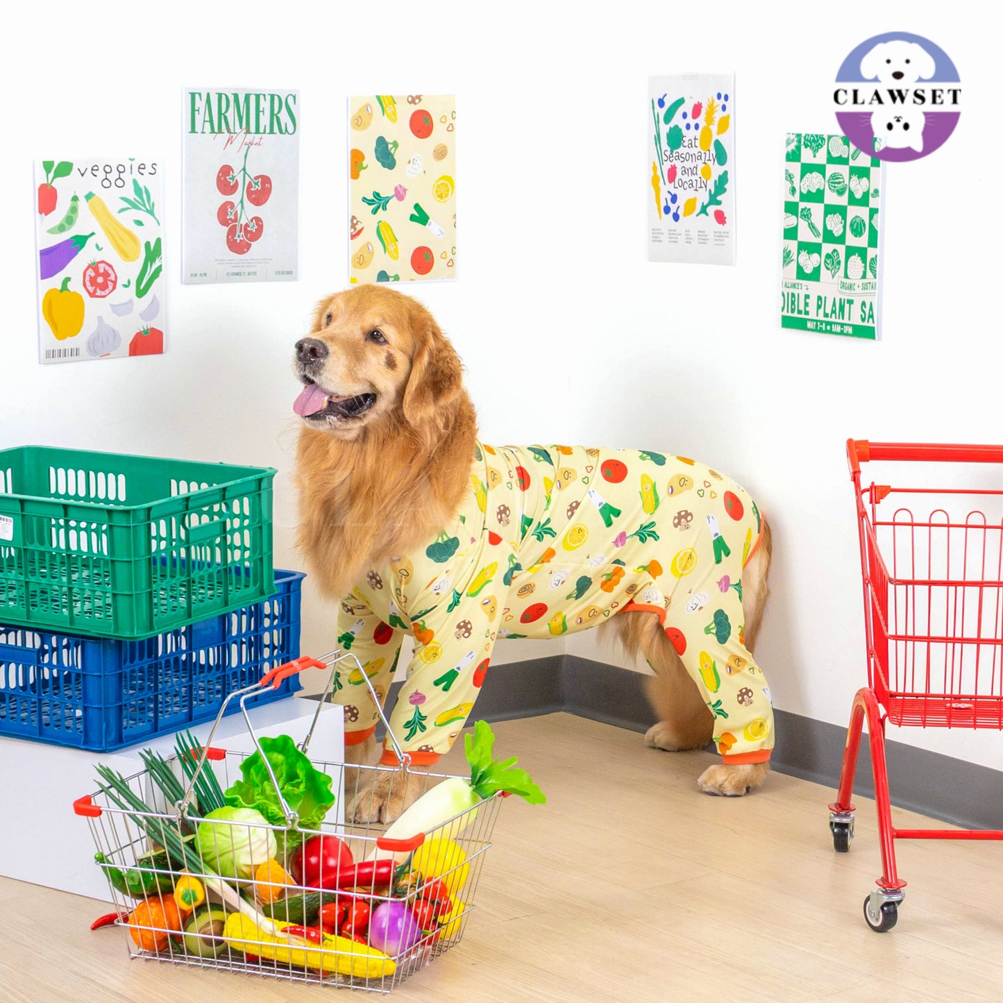 Clawset - Pet Fashion - Pajamas Collection (Baju Piyama Anjing & Kucing) Veggies - Salad (Kuning)