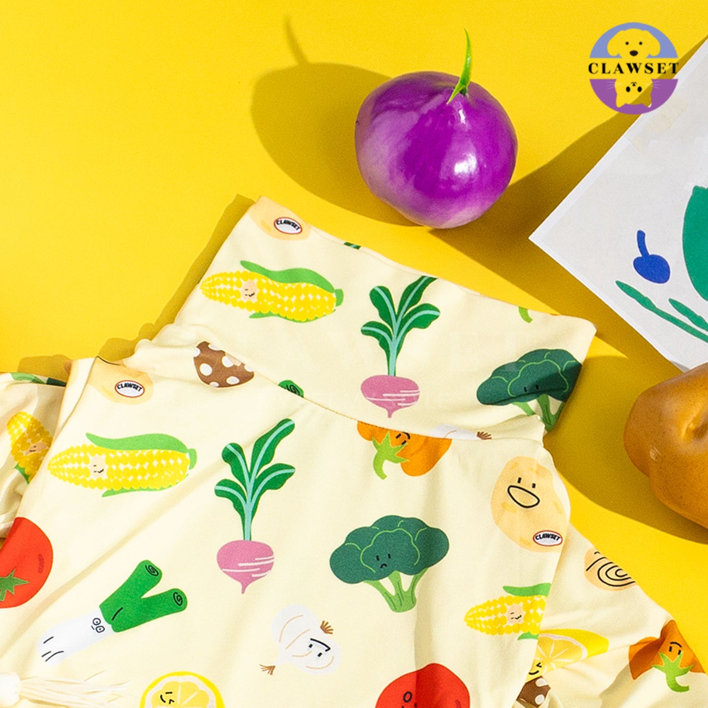 Clawset - Pet Fashion - Pajamas Collection (Baju Piyama Anjing & Kucing) Veggies - Salad (Kuning)