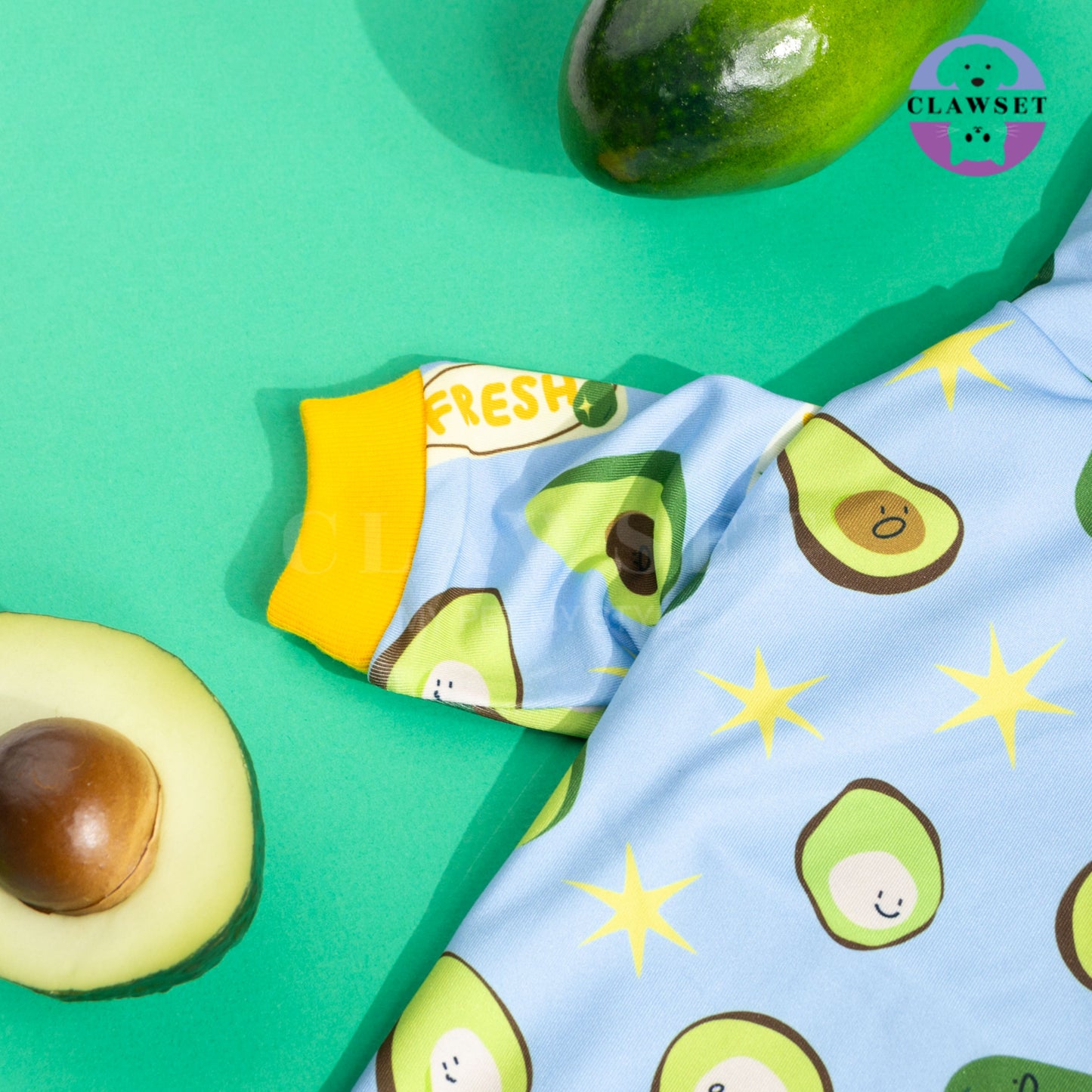 Clawset - Pet Fashion - Pajamas (Baju Piyama Anjing & Kucing) - Veggies Collection – Avocado (Biru)