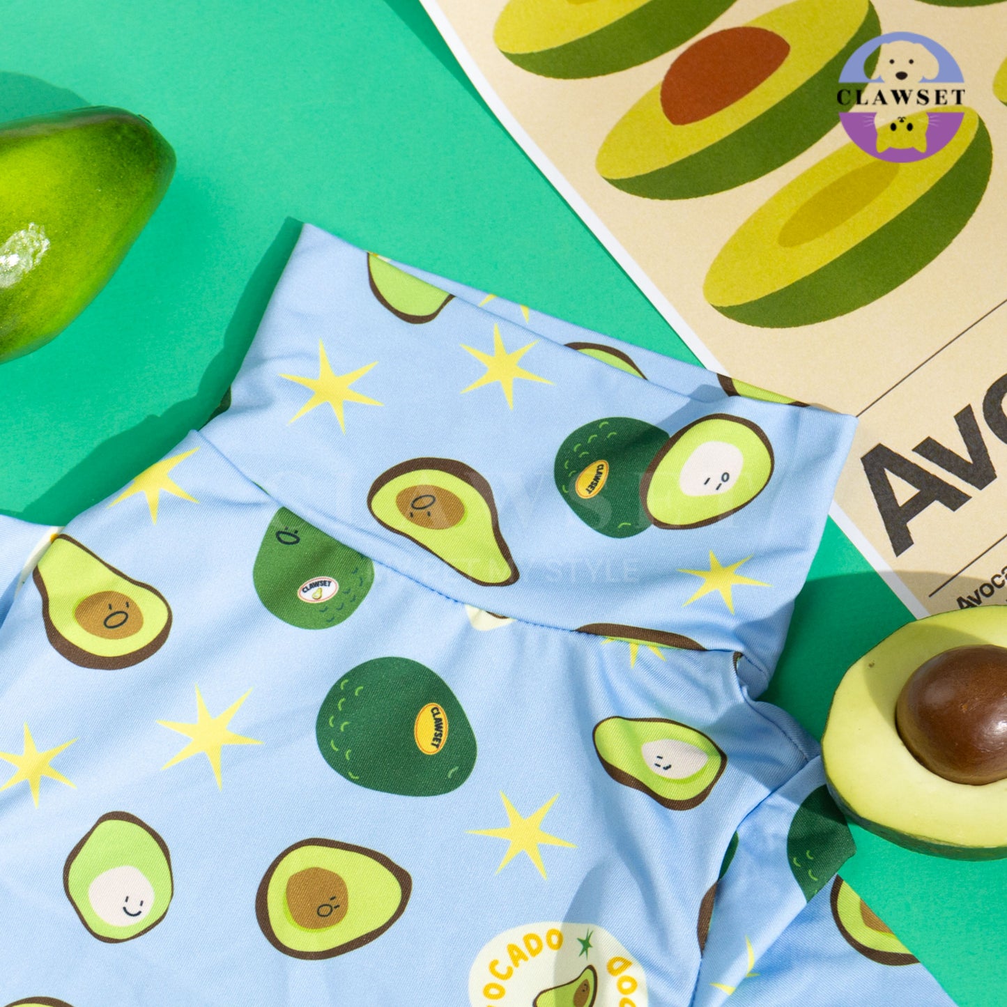 Clawset - Pet Fashion - Pajamas (Baju Piyama Anjing & Kucing) - Veggies Collection – Avocado (Biru)