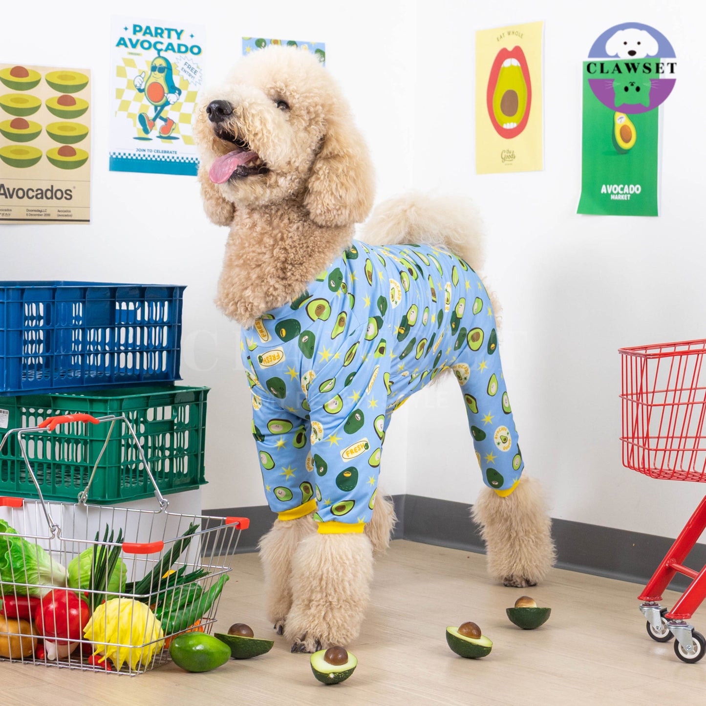 Clawset - Pet Fashion - Pajamas (Baju Piyama Anjing & Kucing) - Veggies Collection – Avocado (Biru)
