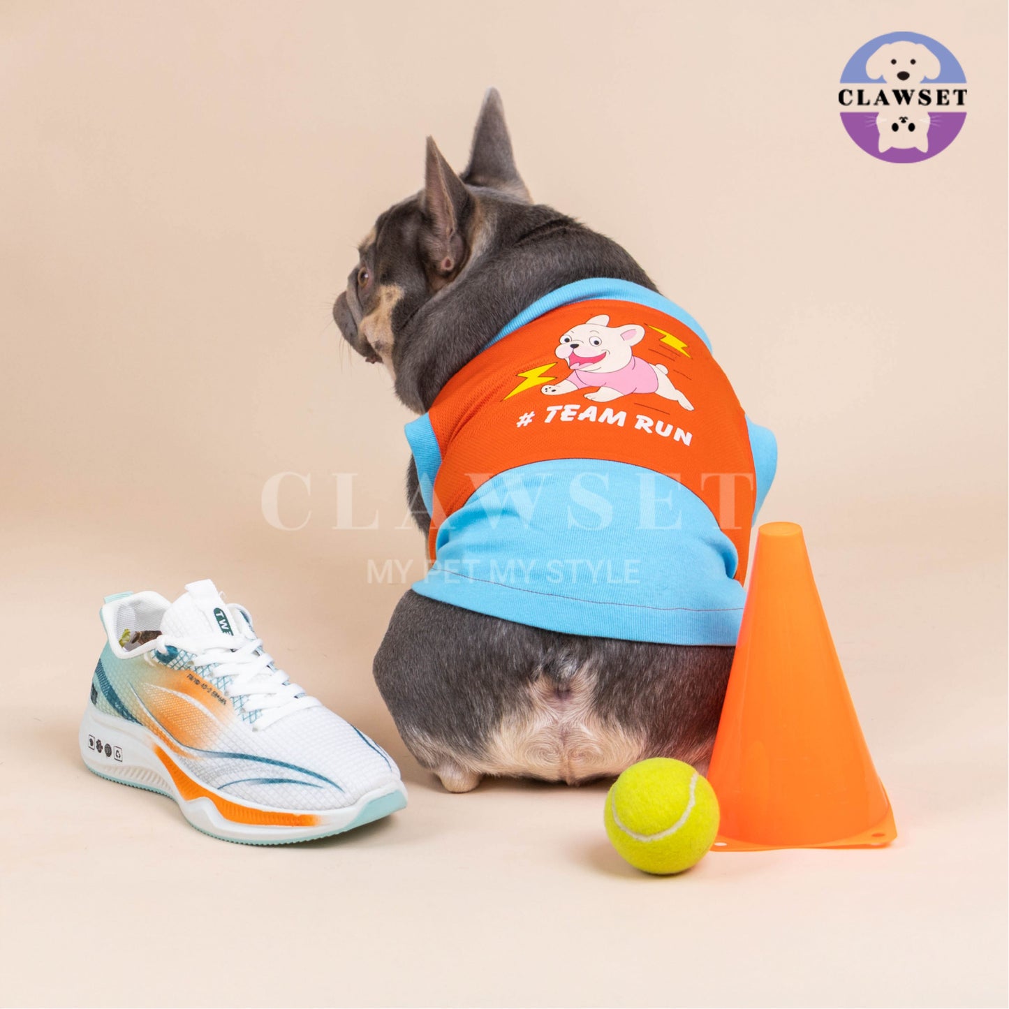 Clawset - Sporty Collection - Tank Top (Baju Anjing & Kucing) - Team Run (Orange)