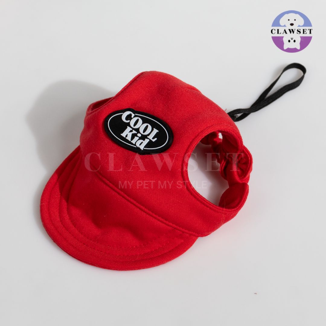 Clawset - Pet Hat (Topi Anjing & Kucing) - New Cool Kid Hat - Red (Merah)