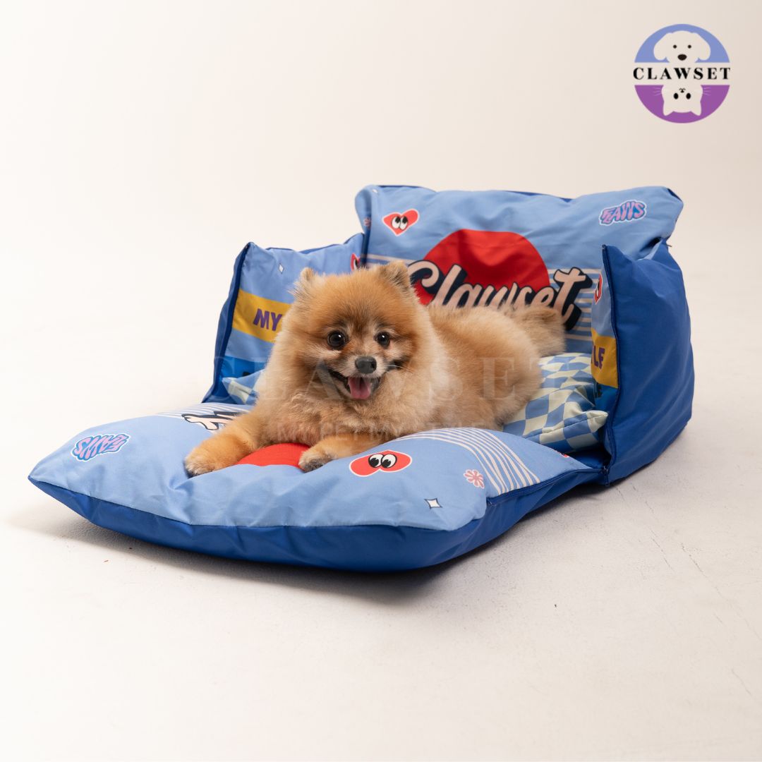 Clawset - 3 in 1 Pet Carrier (Tas Anjing & Kucing) Bag, Bed, Car Seat - Blue