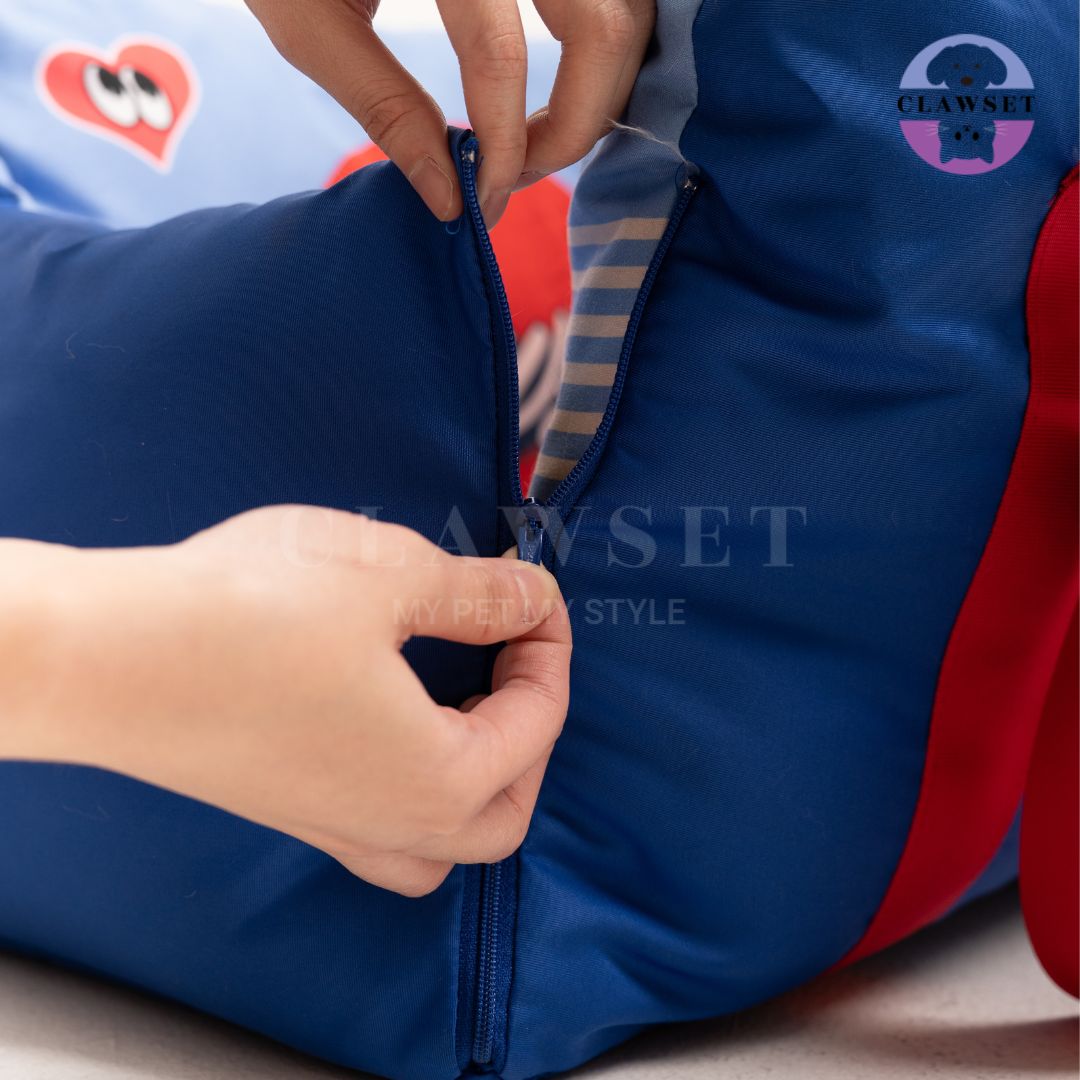 Clawset - 3 in 1 Pet Carrier (Tas Anjing & Kucing) Bag, Bed, Car Seat - Blue