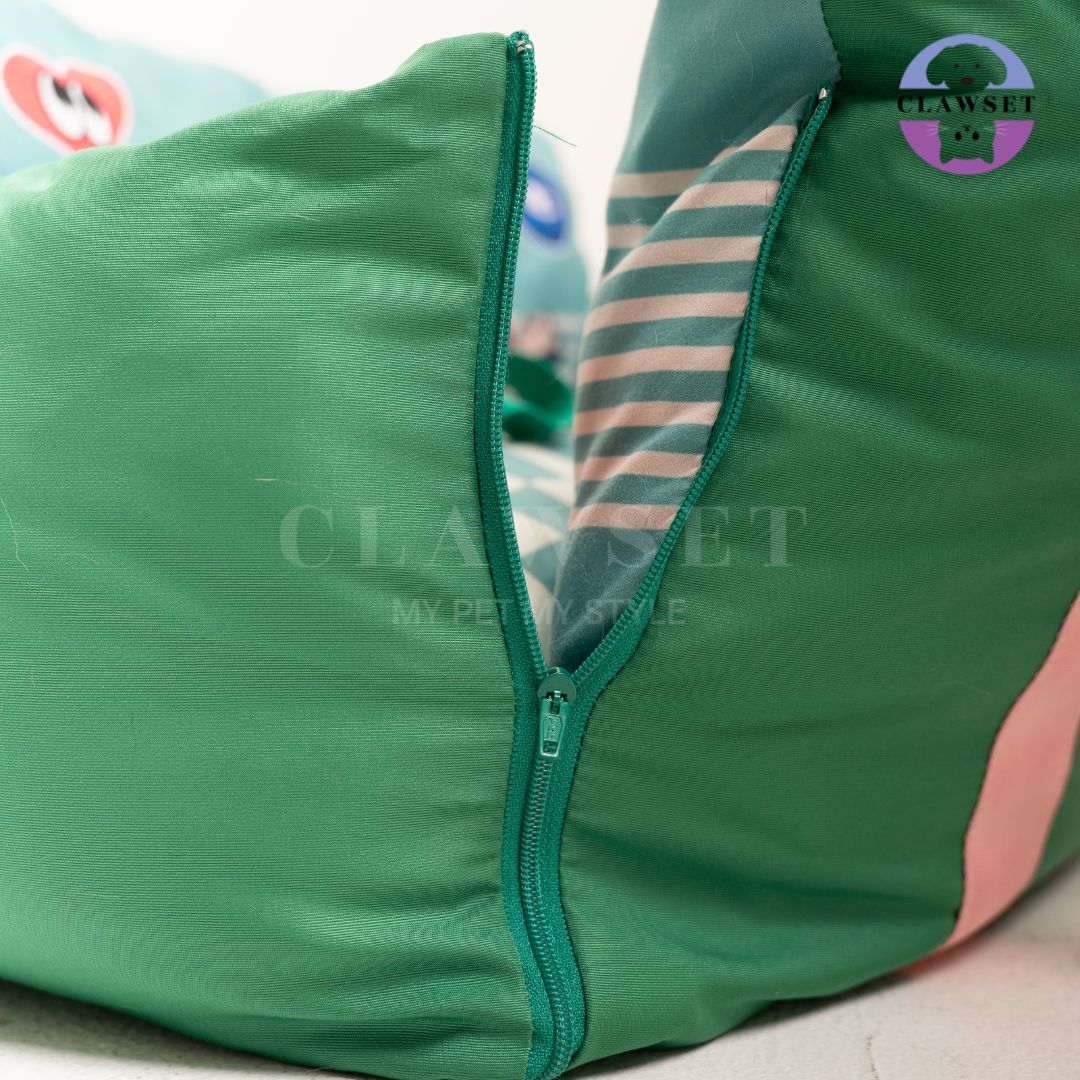 Clawset - 3 in 1 Pet Carrier (Tas Anjing & Kucing) Bag, Bed, Car Seat - Green
