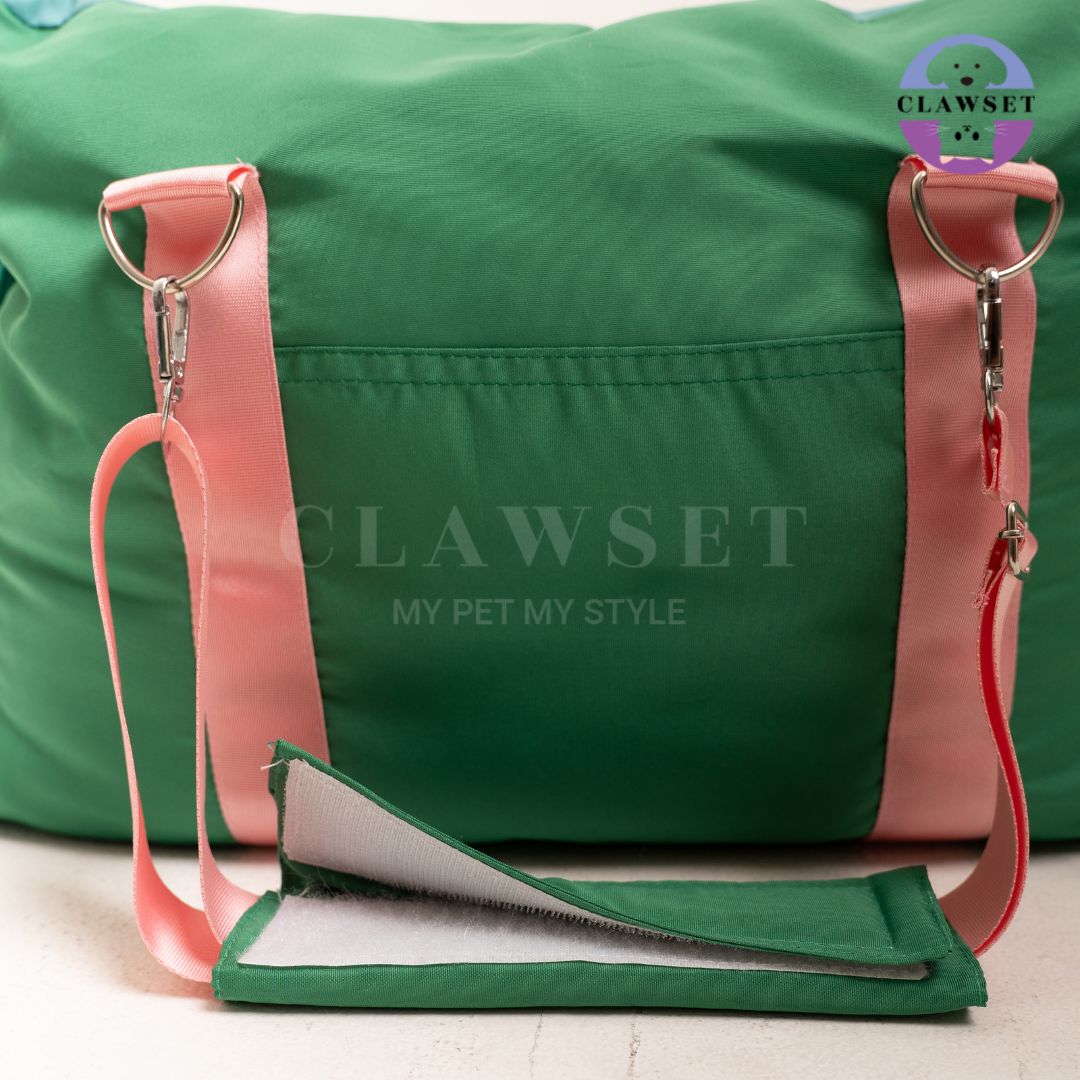 Clawset - 3 in 1 Pet Carrier (Tas Anjing & Kucing) Bag, Bed, Car Seat - Green