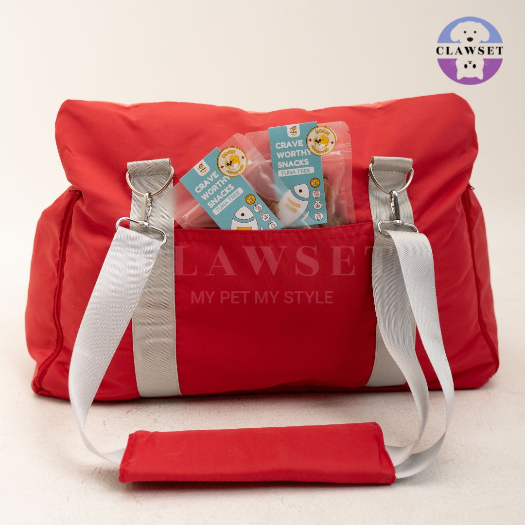 Clawset - 3 in 1 Pet Carrier (Tas Anjing & Kucing) Bag, Bed, Car Seat - Red
