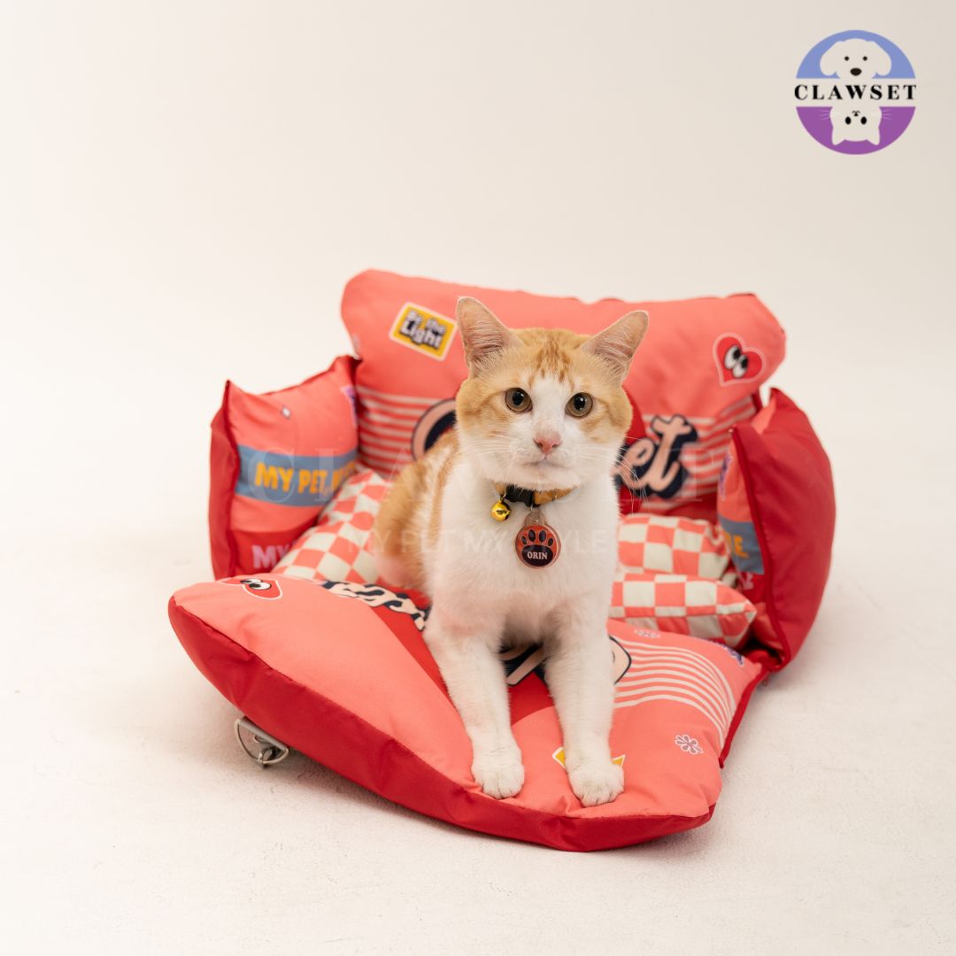 Clawset - 3 in 1 Pet Carrier (Tas Anjing & Kucing) Bag, Bed, Car Seat - Red