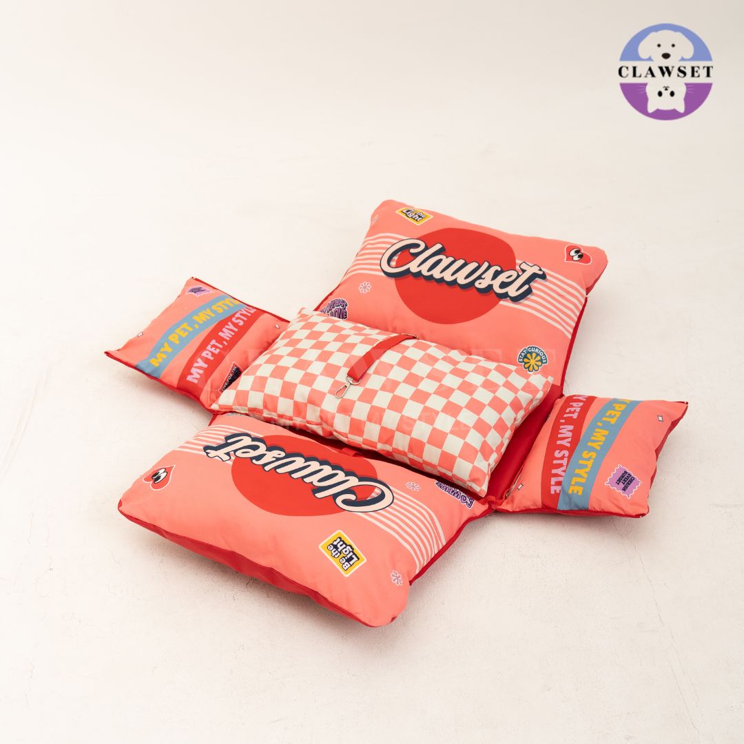 Clawset - 3 in 1 Pet Carrier (Tas Anjing & Kucing) Bag, Bed, Car Seat - Red