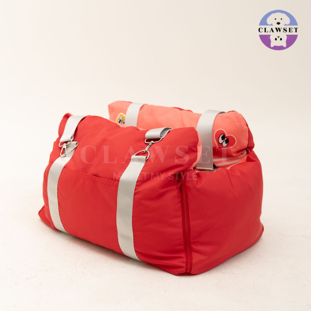 Clawset - 3 in 1 Pet Carrier (Tas Anjing & Kucing) Bag, Bed, Car Seat - Red