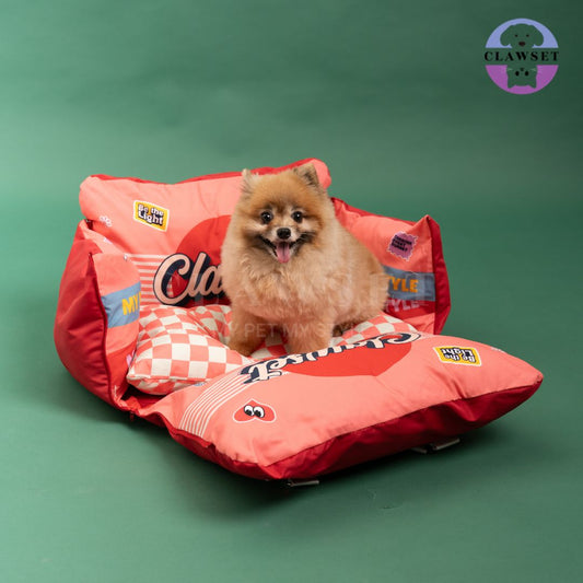 Clawset - 3 in 1 Pet Carrier (Tas Anjing & Kucing) Bag, Bed, Car Seat - Red