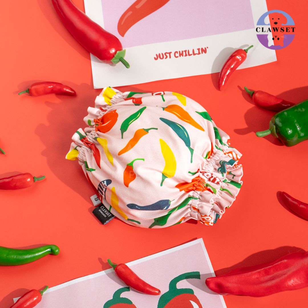 Clawset - Pet Snood (Penutup Telinga Anjing & Kucing) - Veggies - Spicy Chilli