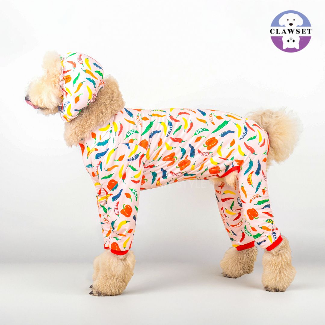 Clawset - Pet Snood (Penutup Telinga Anjing & Kucing) - Veggies - Spicy Chilli