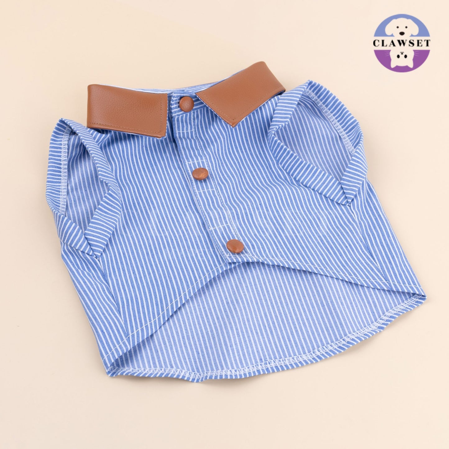 Clawset - Denim Collection - Pet Shirt - Strip Blue