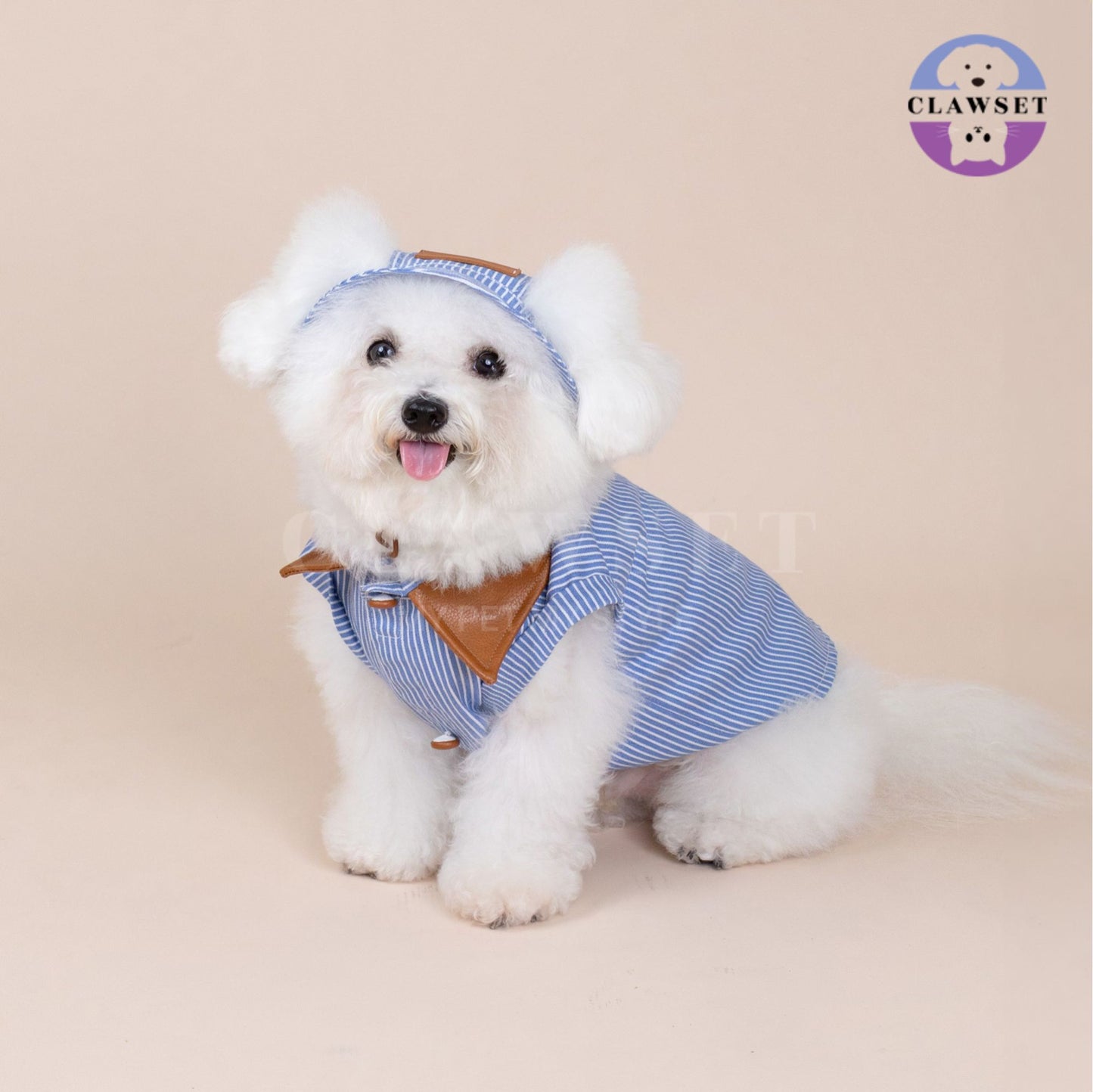 Clawset - Denim Collection - Pet Shirt - Strip Blue