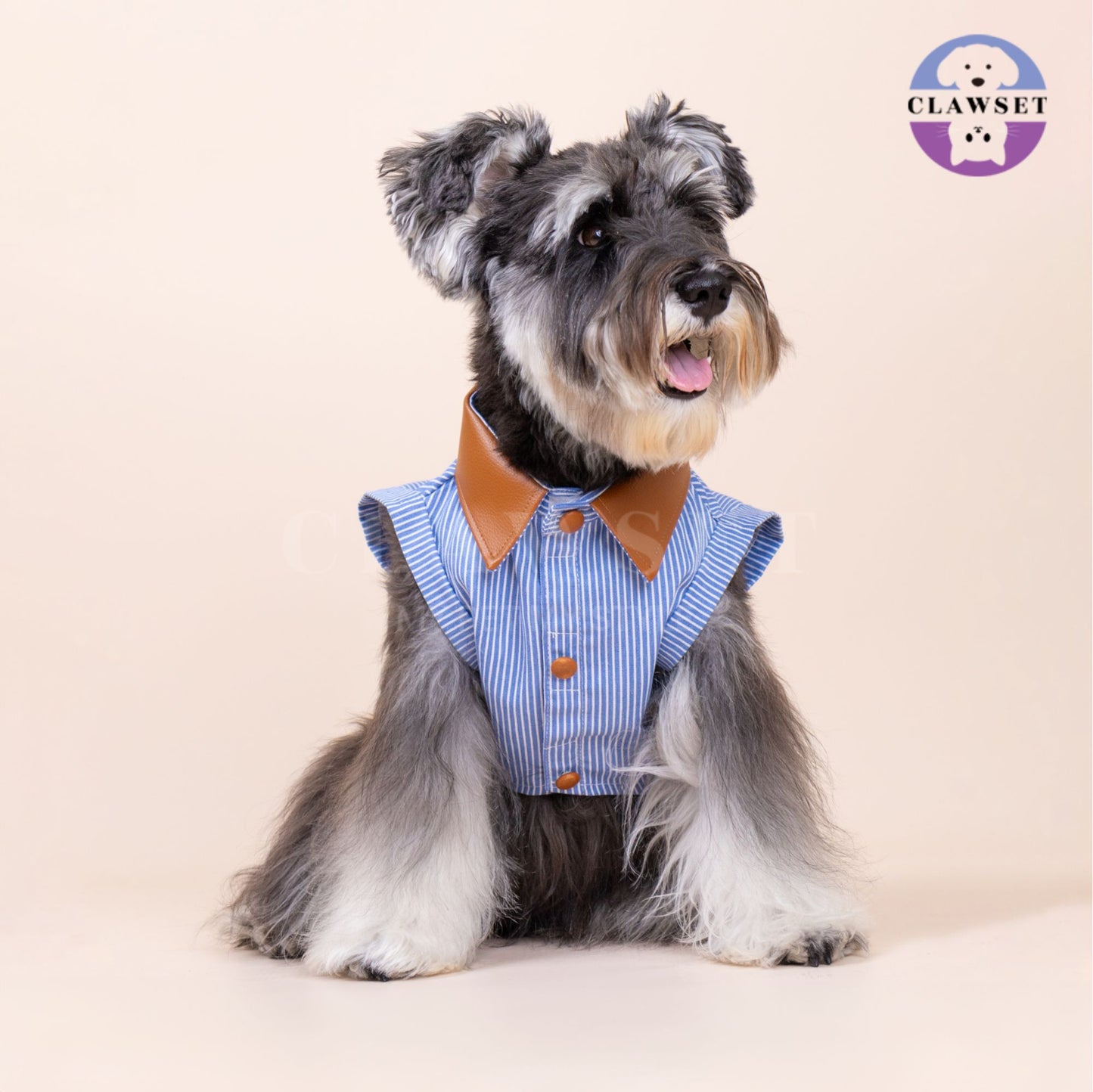 Clawset - Denim Collection - Pet Shirt - Strip Blue