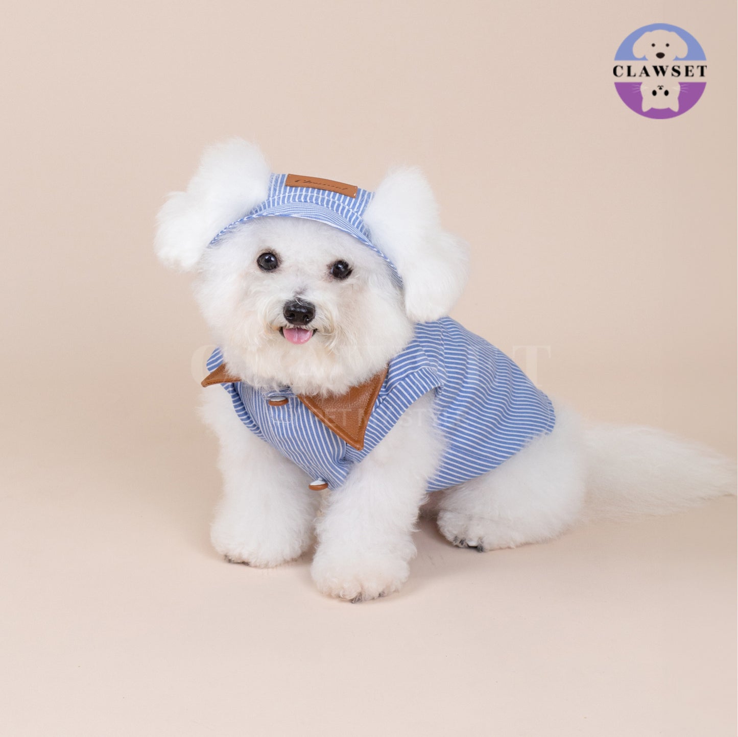 Clawset - Denim Collection - Pet Hat - Stripe Blue