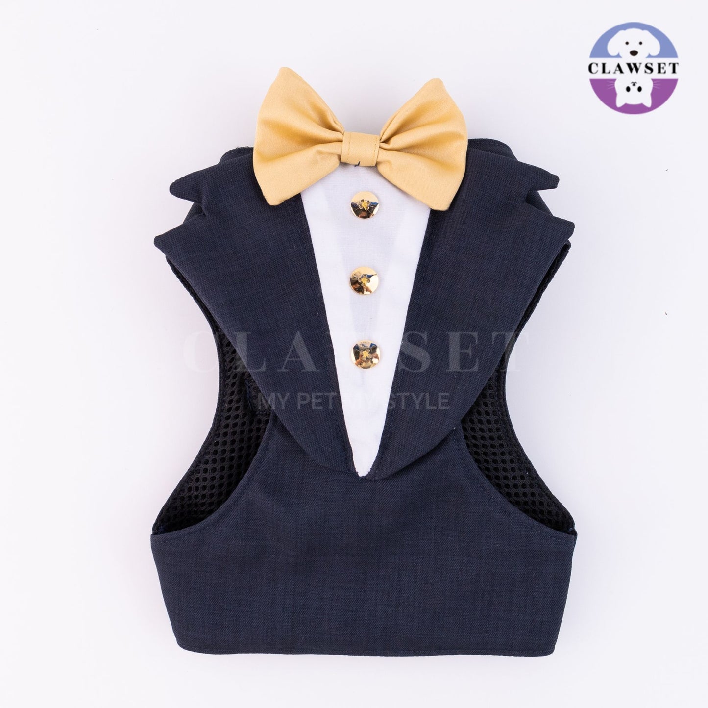 Clawset - Pet Fashion - Tuxedo Harness with Leash Set - Bride & Groom - Black